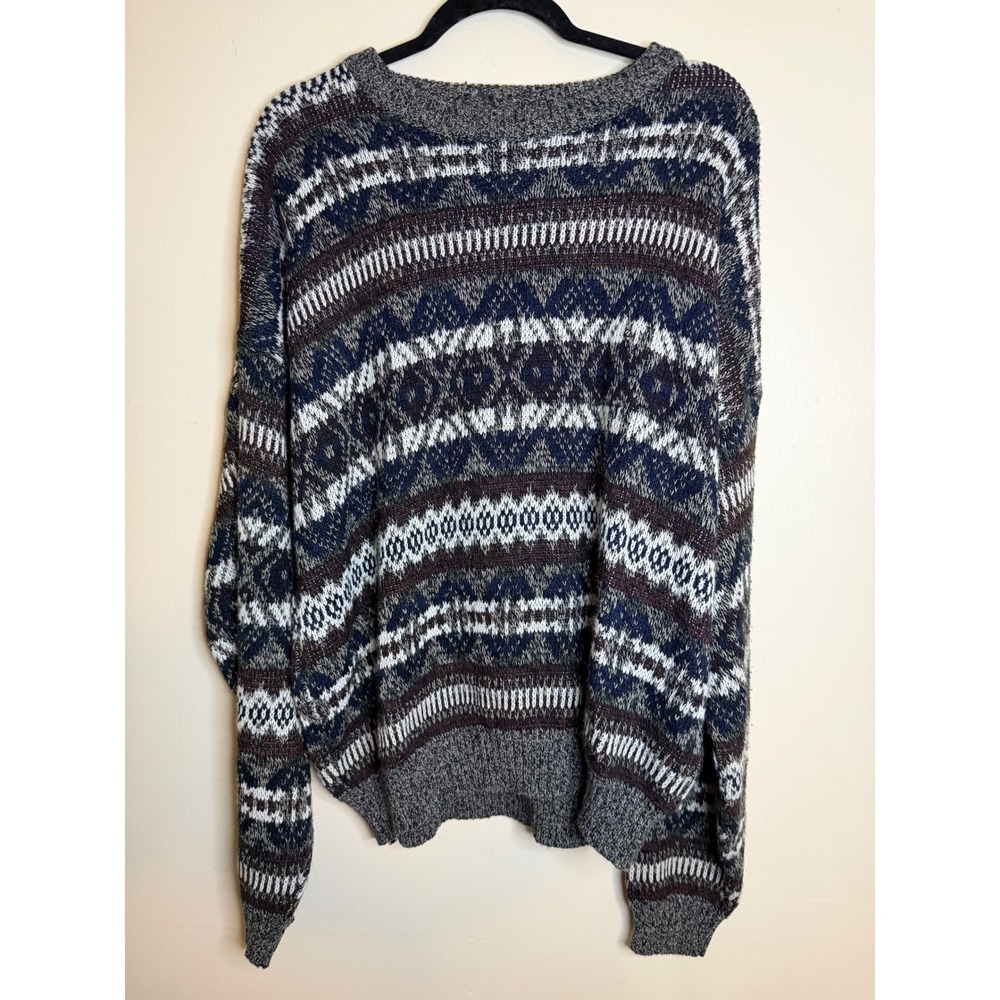 Basic Editions Womens XL Vintage 90s Nordic Fair Isle Sweater Eclectic Grandpa